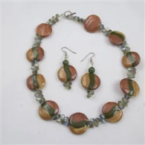 Tan Necklace & Earrings in Handmade Kazuri Beads