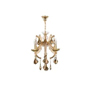 Tiara Chandelier - 4 Bulbs - Golden Lacquer - Honey Comb - Gold