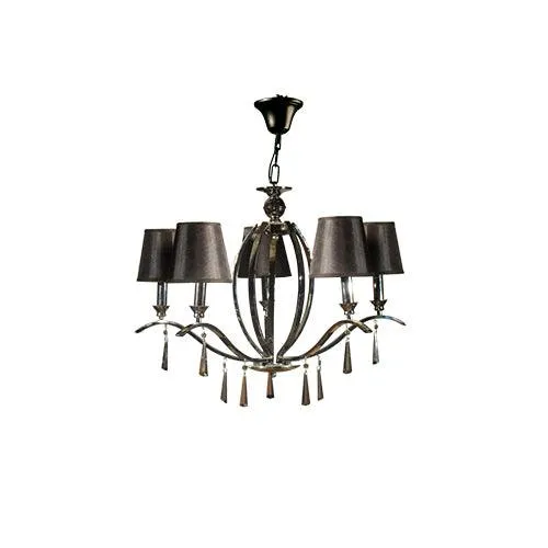 Tiara Chandelier - 5 Bulbs - Black Satin Pin - Chrome