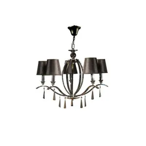 Tiara Chandelier - 5 Bulbs - Black Satin Pin - Chrome
