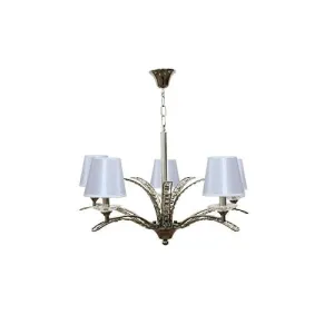 Tiara Chandelier - 5 Bulbs - White Satin - Chrome