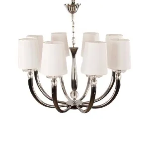 Tiara - Chandelier - 8 Bulbs - Shades - 100 Pins - Chrome