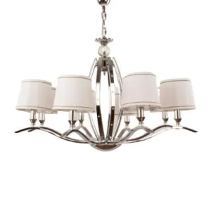 Tiara - Chandelier - 8 Bulbs - White Shades - Chrome