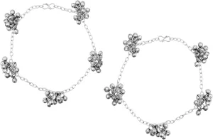 Traditional Indian Fashion Bollywood Ethnic Silver Oxidized Boho Ghungroo Beads Payal Anklets