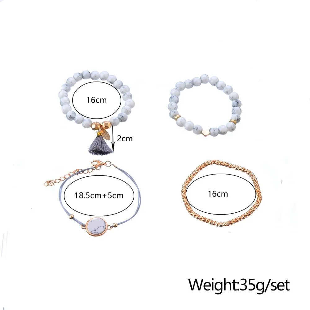 Trendy Handmade Grey Bracelet Set