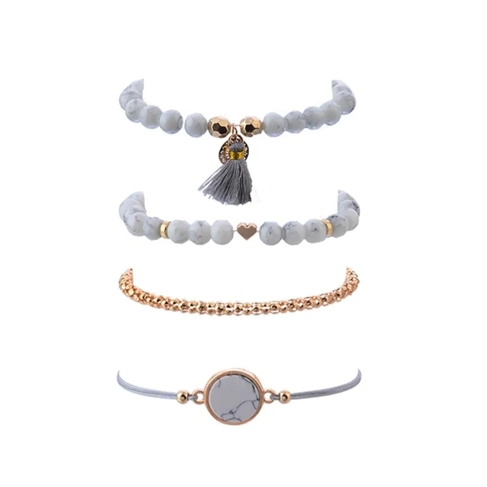 Trendy Handmade Grey Bracelet Set