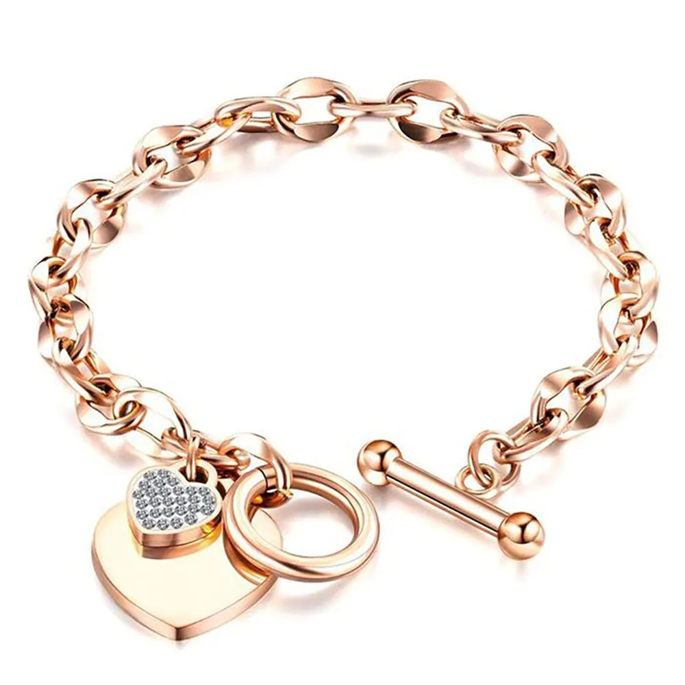 Trendy Heart, Lock, and Key Charm Chain Bracelets