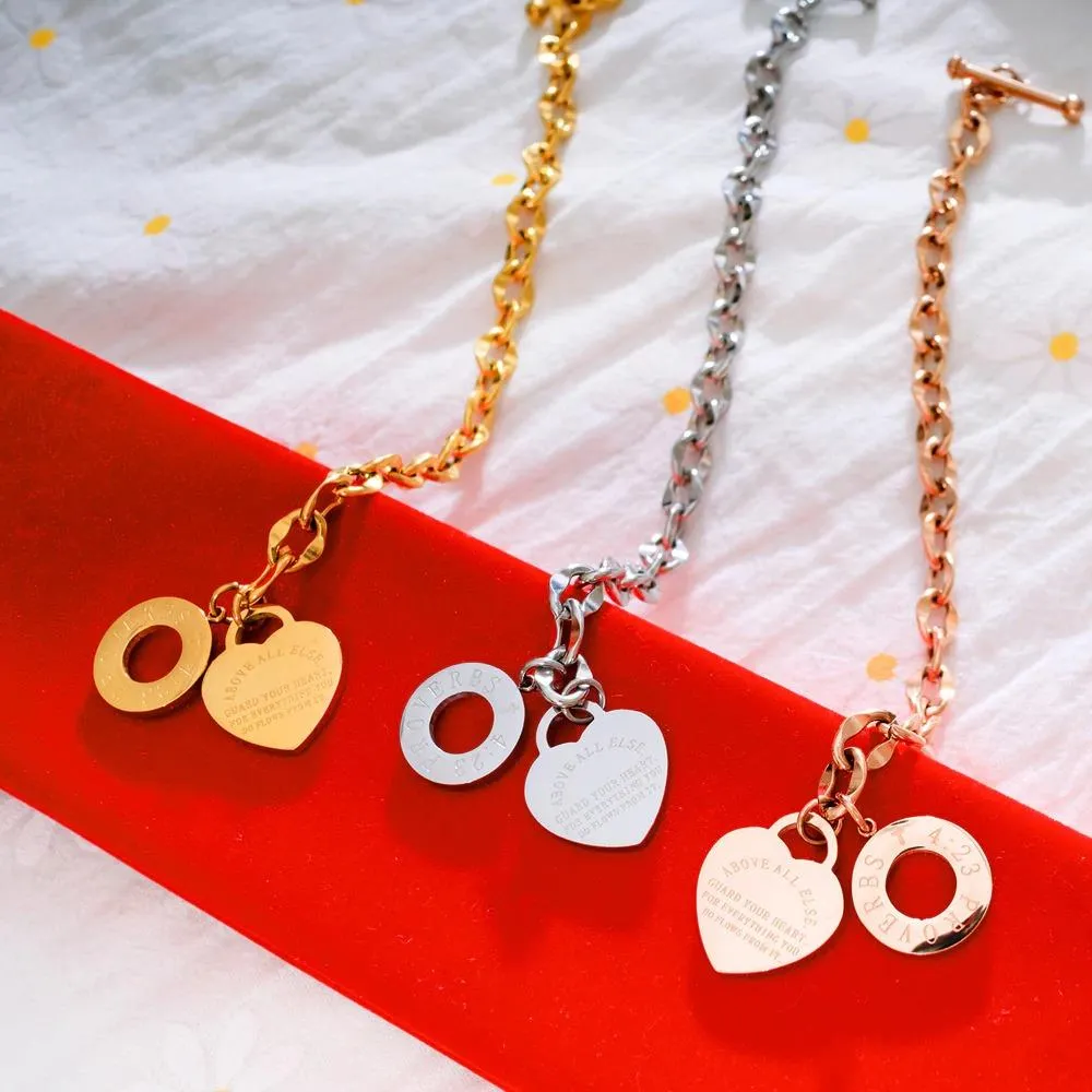 Trendy Heart, Lock, and Key Charm Chain Bracelets