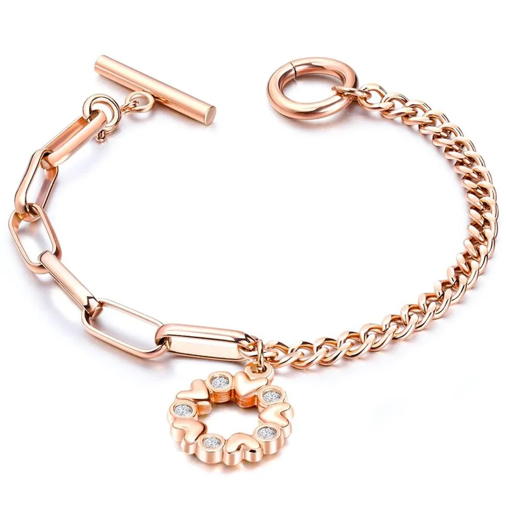 Trendy Heart, Lock, and Key Charm Chain Bracelets