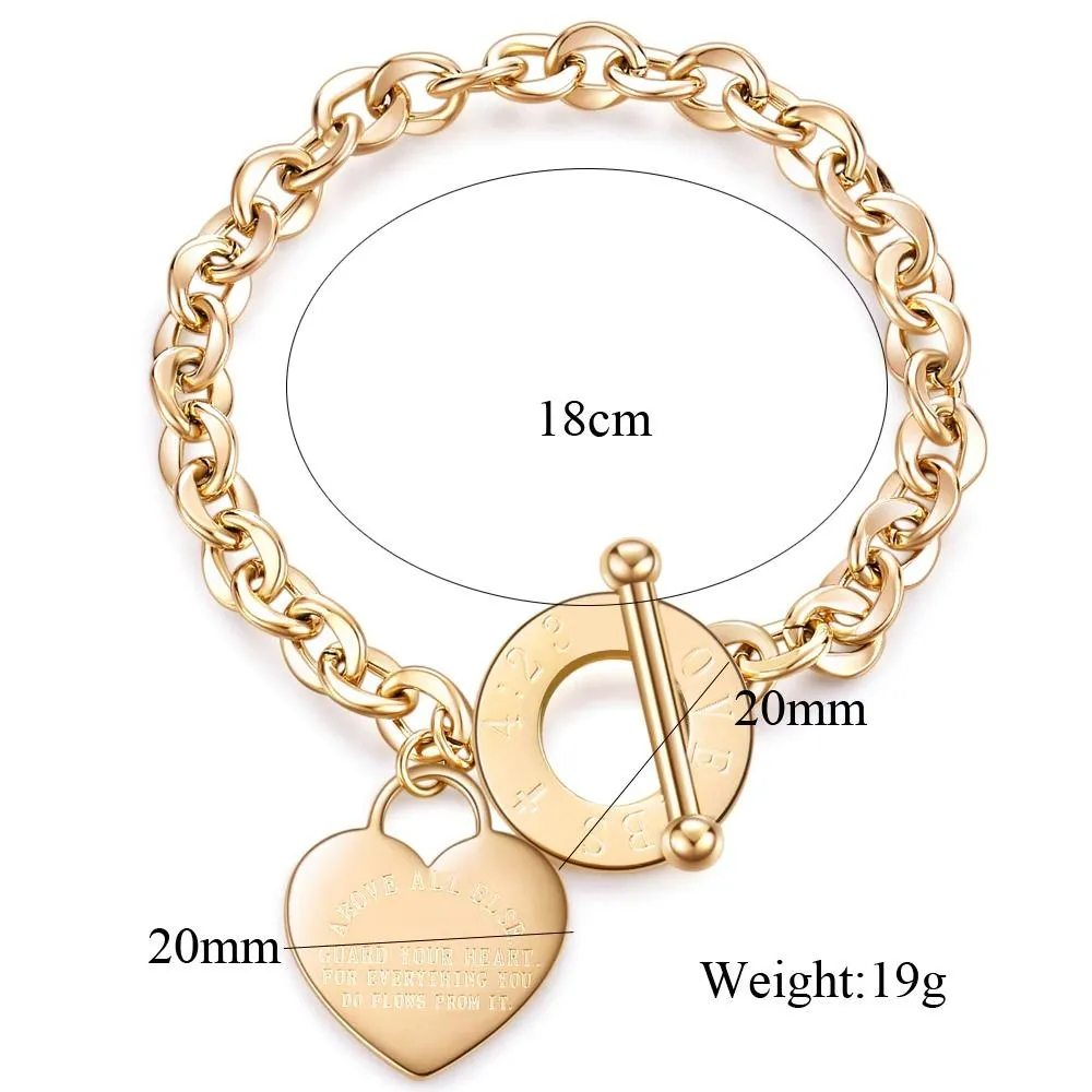 Trendy Heart, Lock, and Key Charm Chain Bracelets