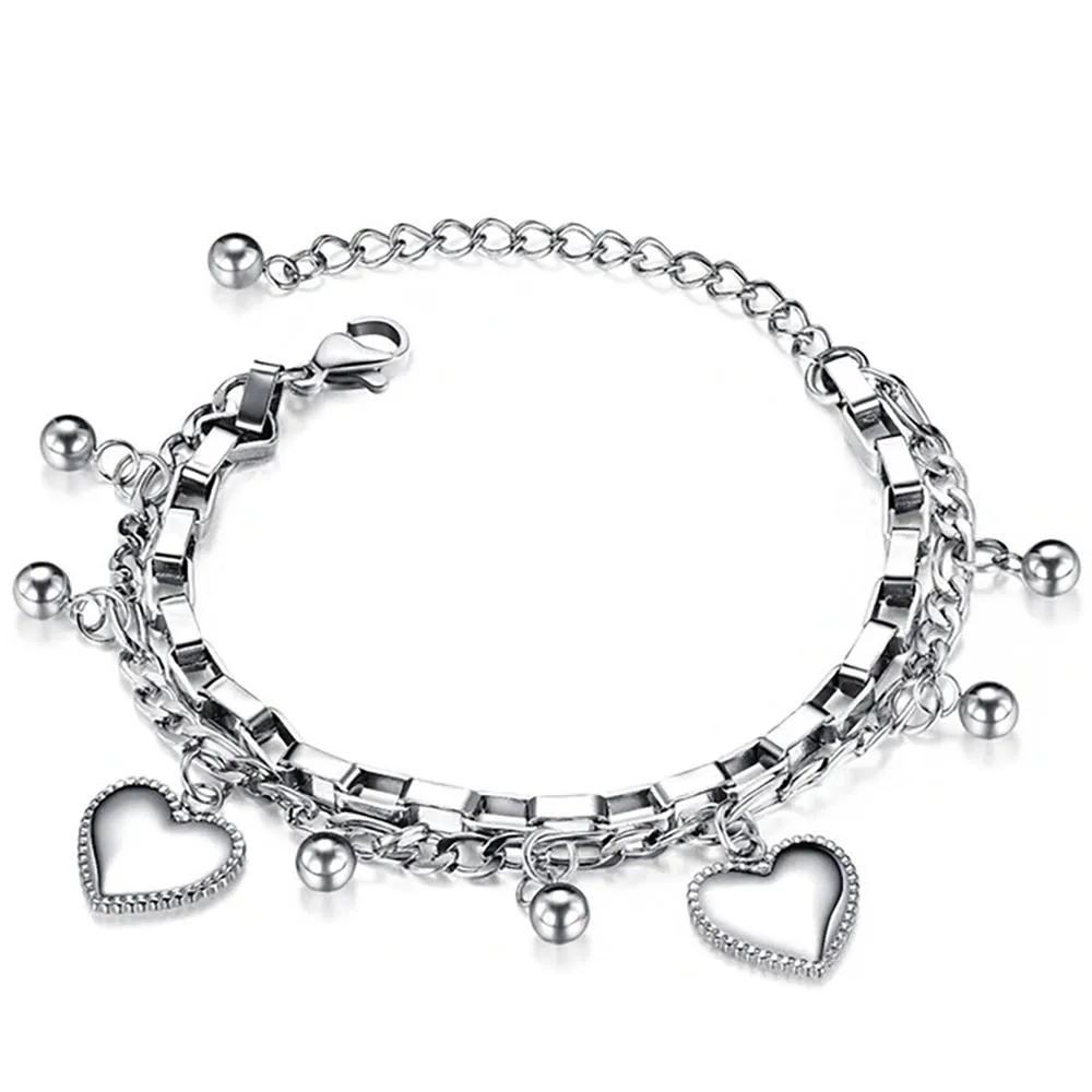 Trendy Heart, Lock, and Key Charm Chain Bracelets