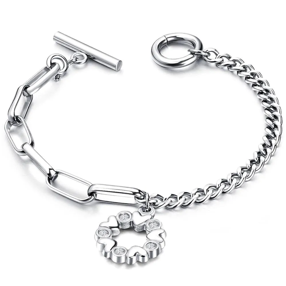 Trendy Heart, Lock, and Key Charm Chain Bracelets
