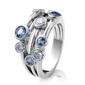 Trendy Jewellery Simple 3 Row Design AAA CZ Crystals Versatile Ring