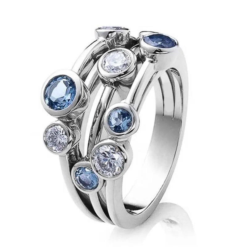Trendy Jewellery Simple 3 Row Design AAA CZ Crystals Versatile Ring
