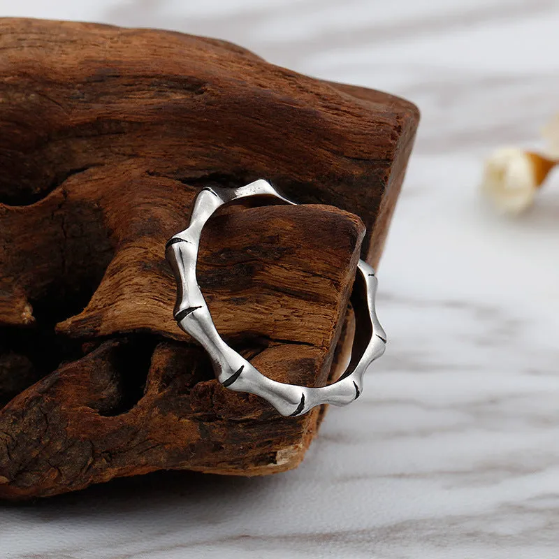 Trendy Titanium Steel Bamboo Rings for Men and Women - European and American Style