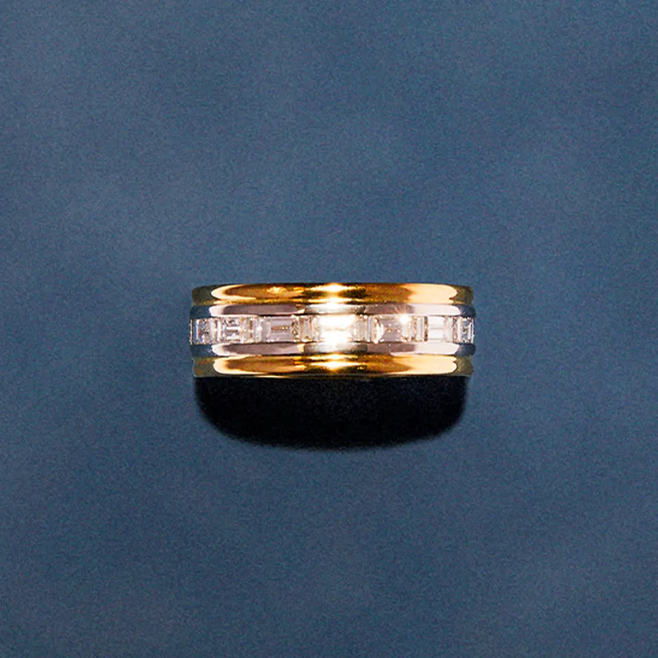 Two Tone Baguette Cut Chunky Band