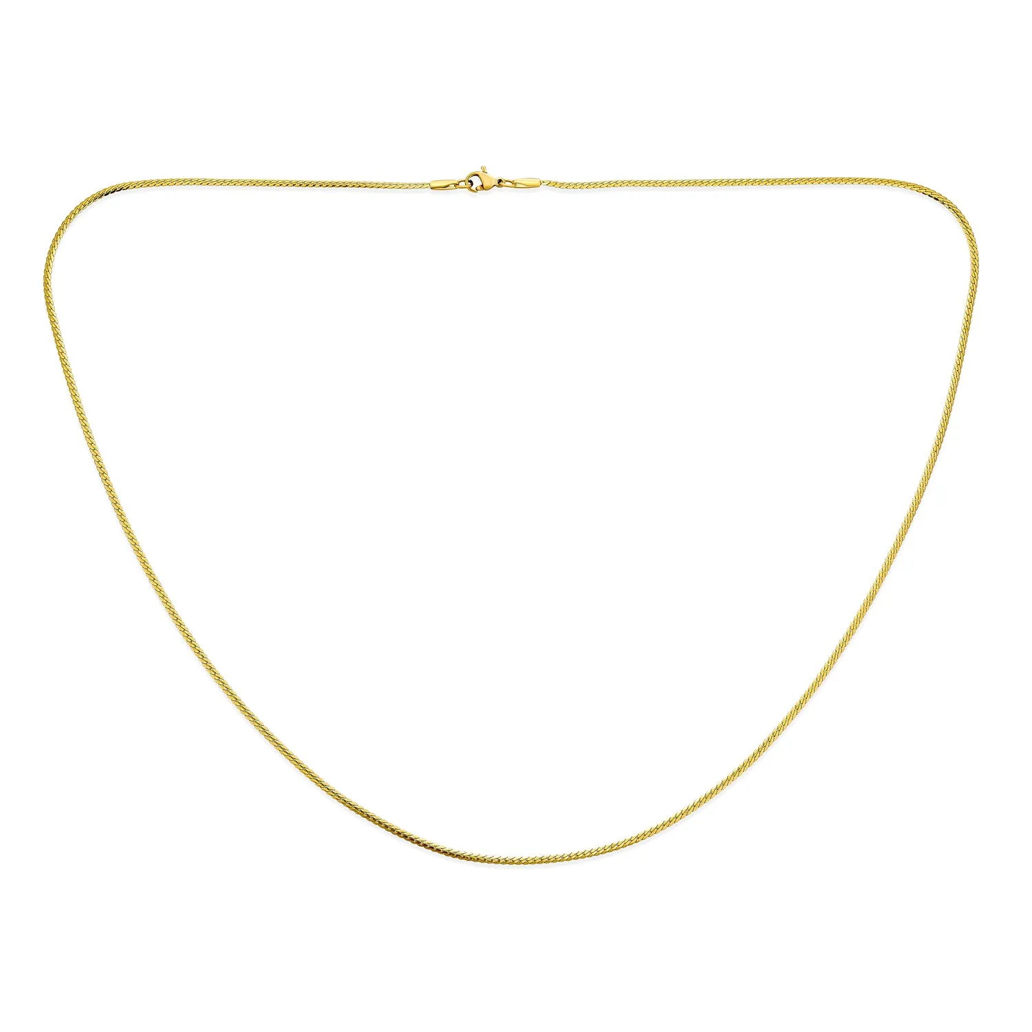 Unisex 1.5MM Gold Plated Serpentine Chain Necklace - Strong & Simple