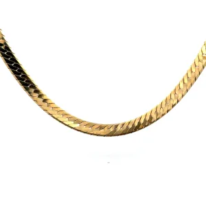 Unisex Herringbone Chain Necklace in 14k Yellow Gold