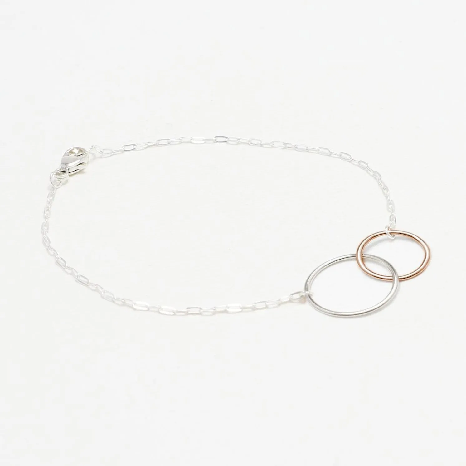 Unity Linked Dainty Circle Sterling Silver Bracelets
