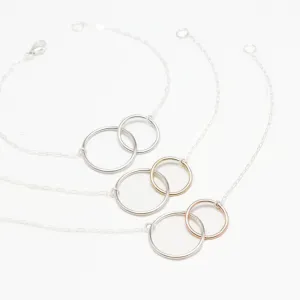 Unity Linked Dainty Circle Sterling Silver Bracelets