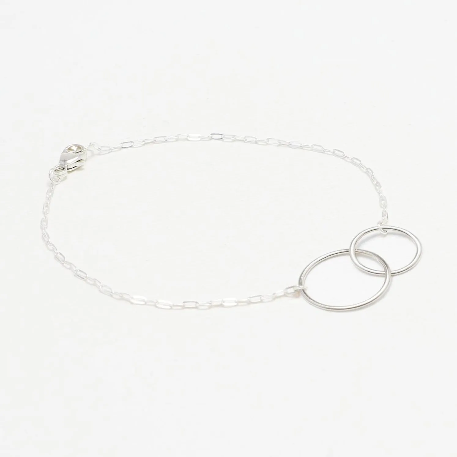 Unity Linked Dainty Circle Sterling Silver Bracelets