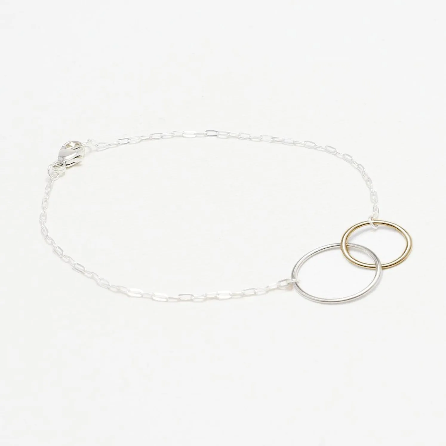 Unity Linked Dainty Circle Sterling Silver Bracelets