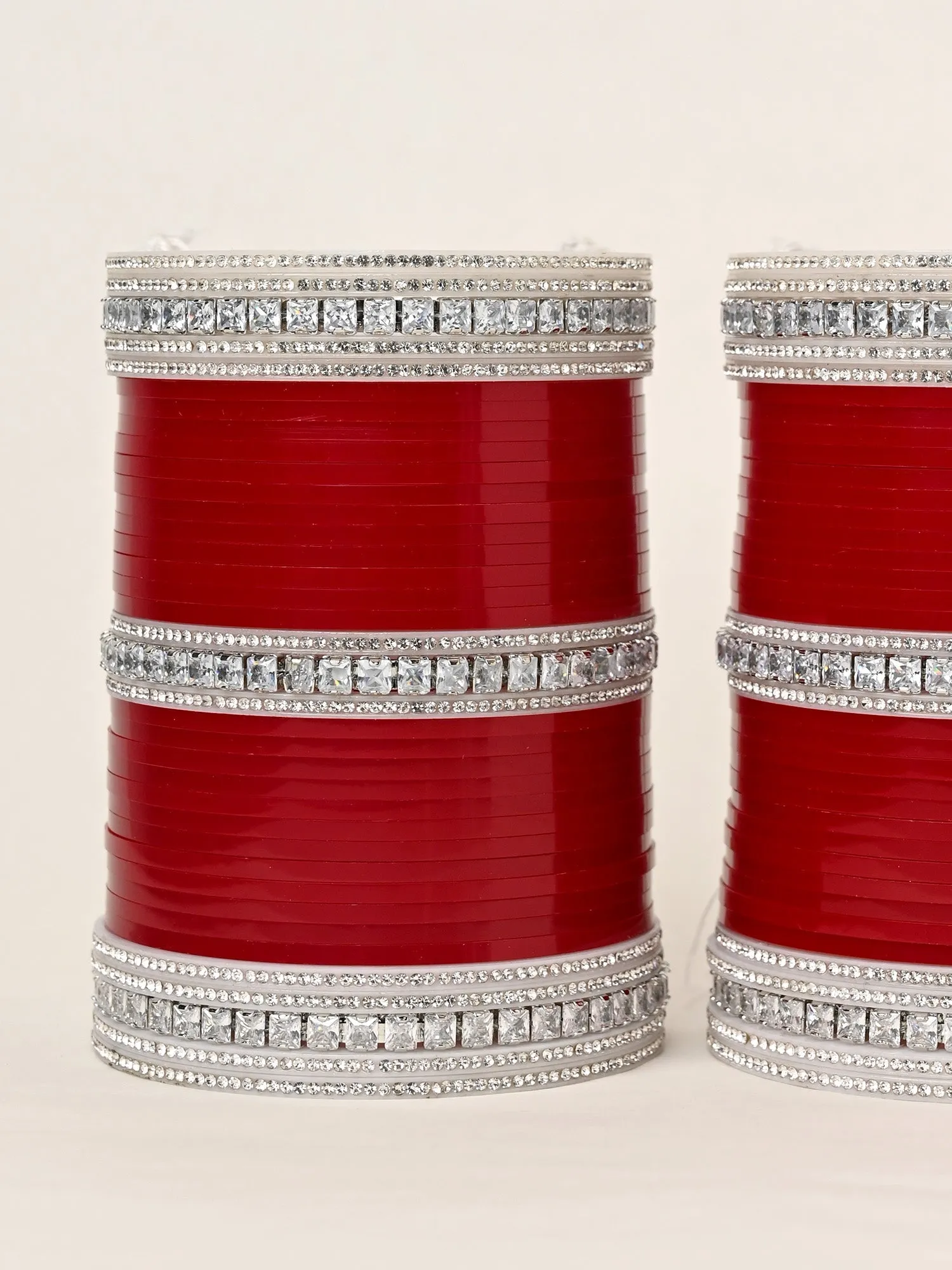 Varena Maroon Bangles With American Diamond Kada's Punjabi Chura