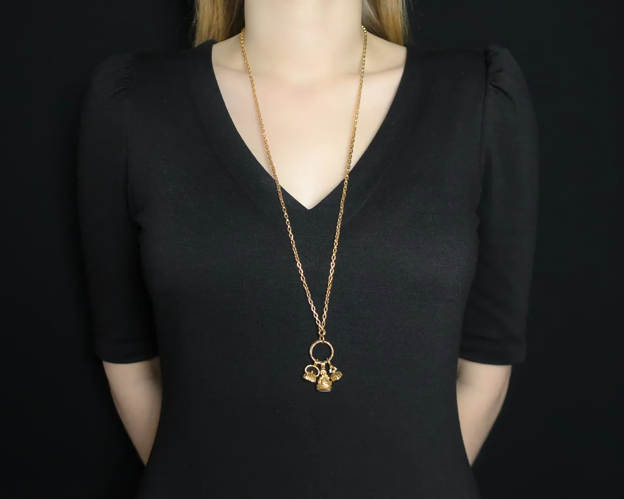 Victorian 9KT Chain with Three Fobs