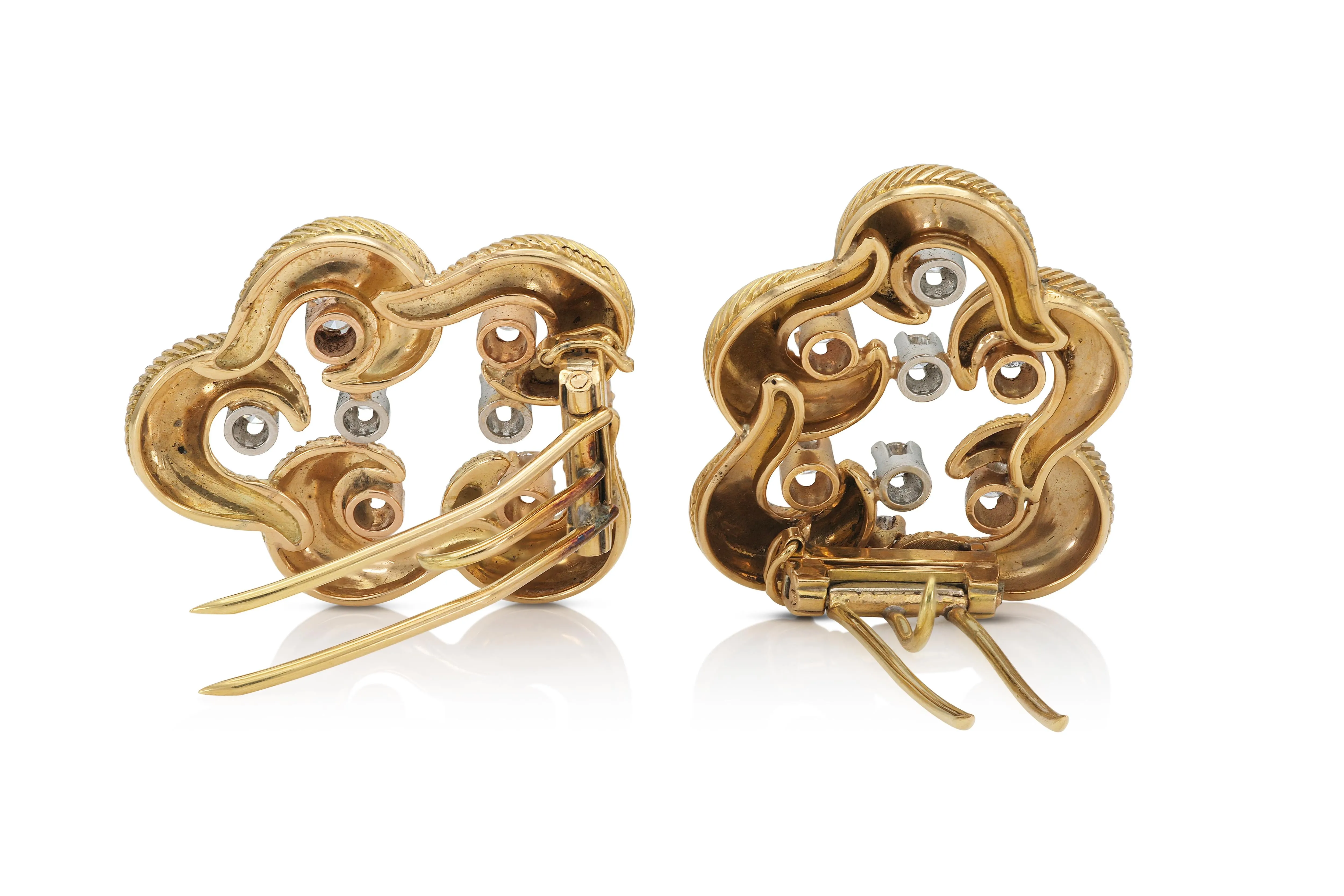 Vintage 1940s Gold and Diamond Double Clips