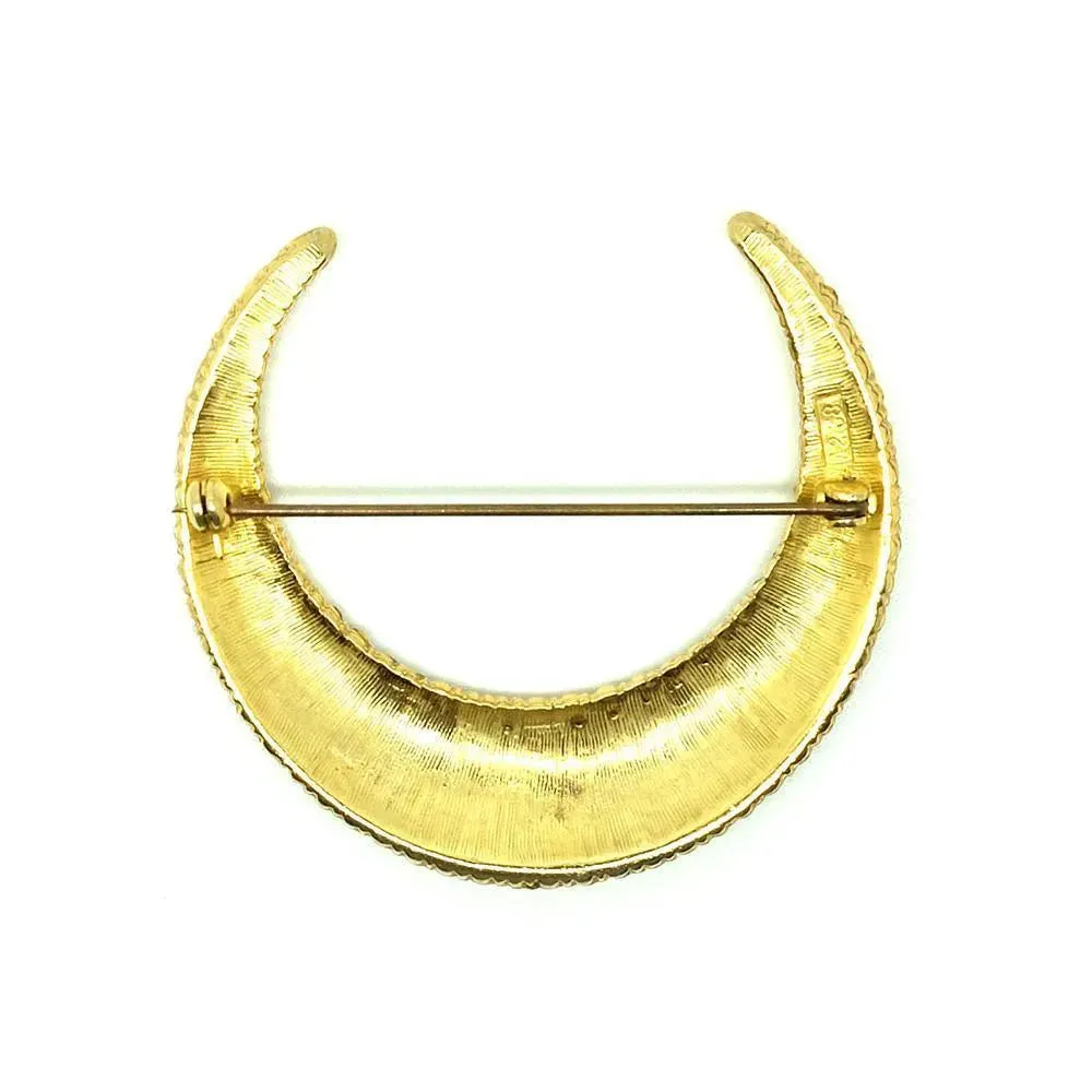 Vintage 1960s Faux Pearl Crescent Brooch