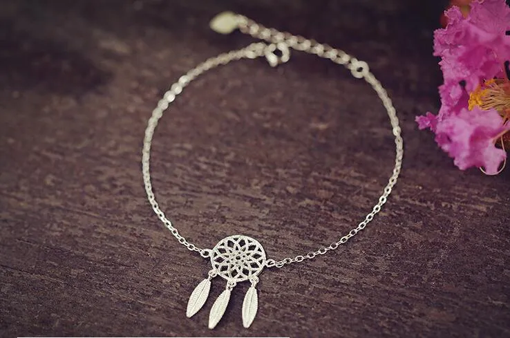Vintage Dreamcatcher with Feathers Charm Bracelet for Women