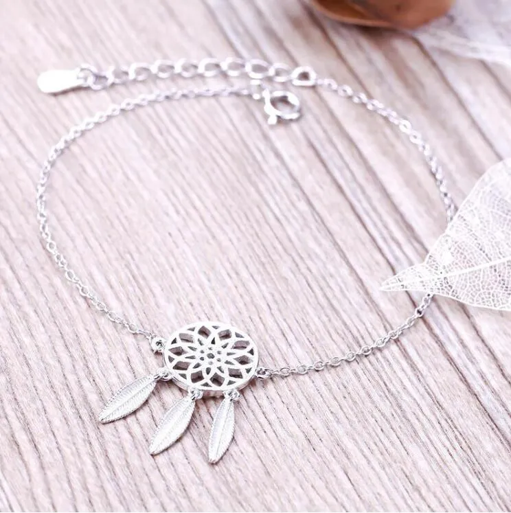 Vintage Dreamcatcher with Feathers Charm Bracelet for Women