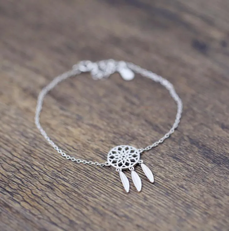 Vintage Dreamcatcher with Feathers Charm Bracelet for Women