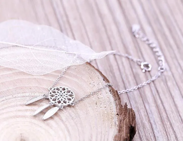 Vintage Dreamcatcher with Feathers Charm Bracelet for Women