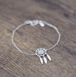 Vintage Dreamcatcher with Feathers Charm Bracelet for Women
