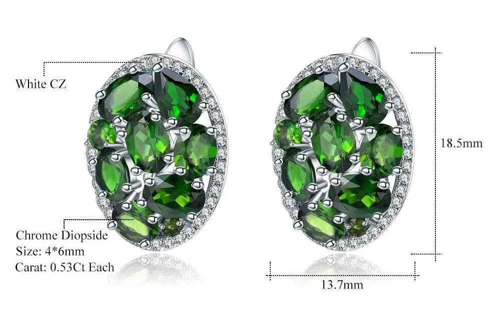 Vintage Earrings 6.86Ct Natural Chrome Diopside Gemstone Stud Earrings