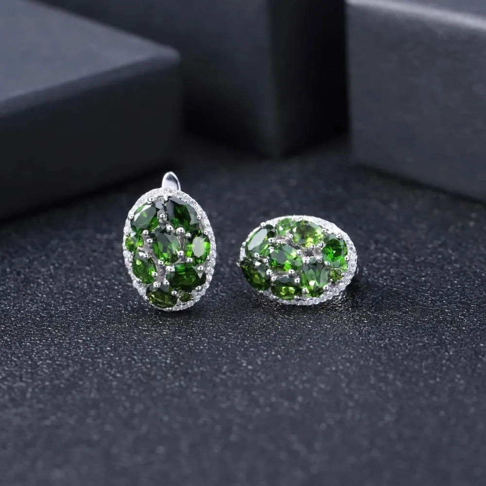 Vintage Earrings 6.86Ct Natural Chrome Diopside Gemstone Stud Earrings