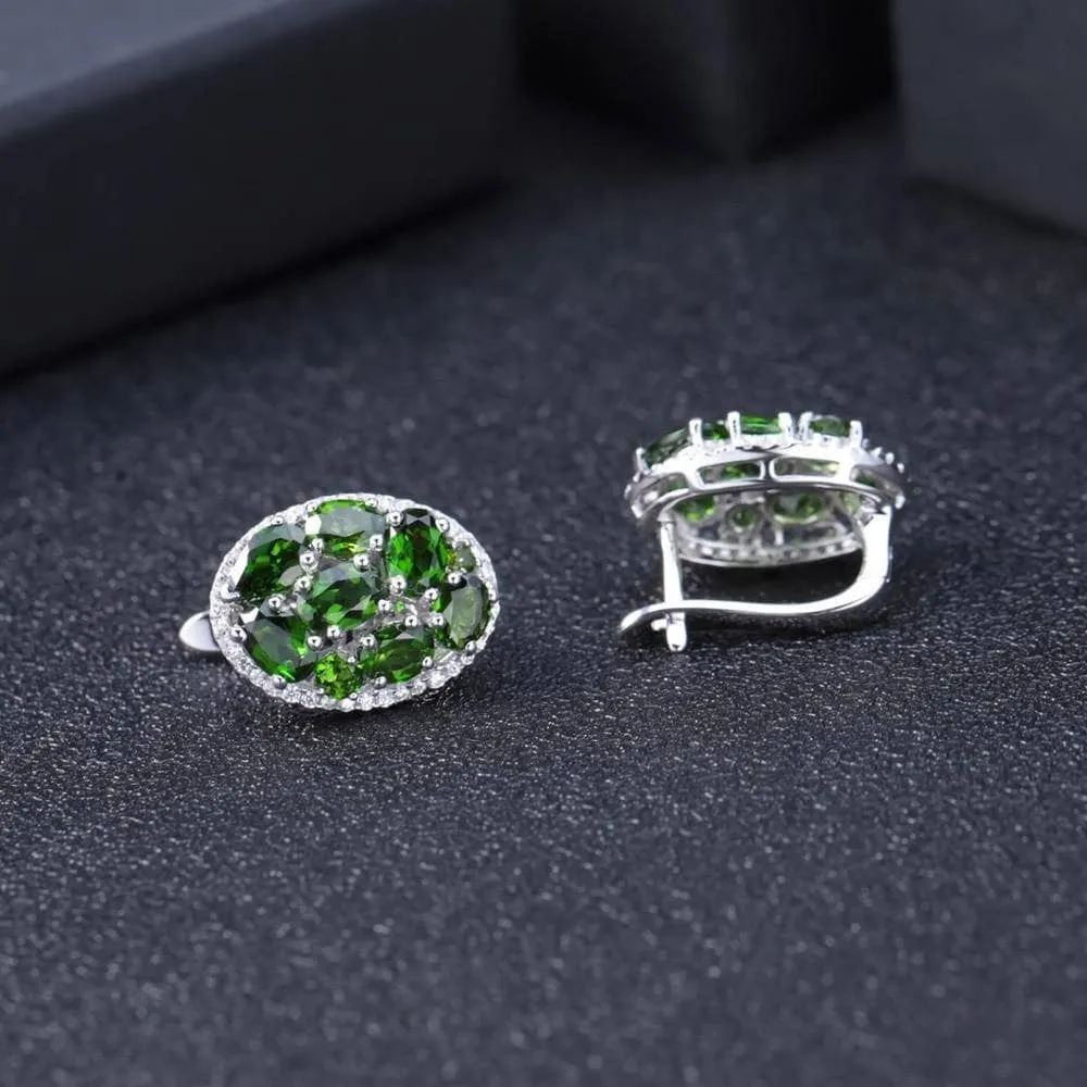 Vintage Earrings 6.86Ct Natural Chrome Diopside Gemstone Stud Earrings