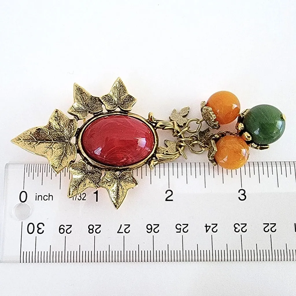 Vintage Fall Leaves Dangle Brooch by 1928