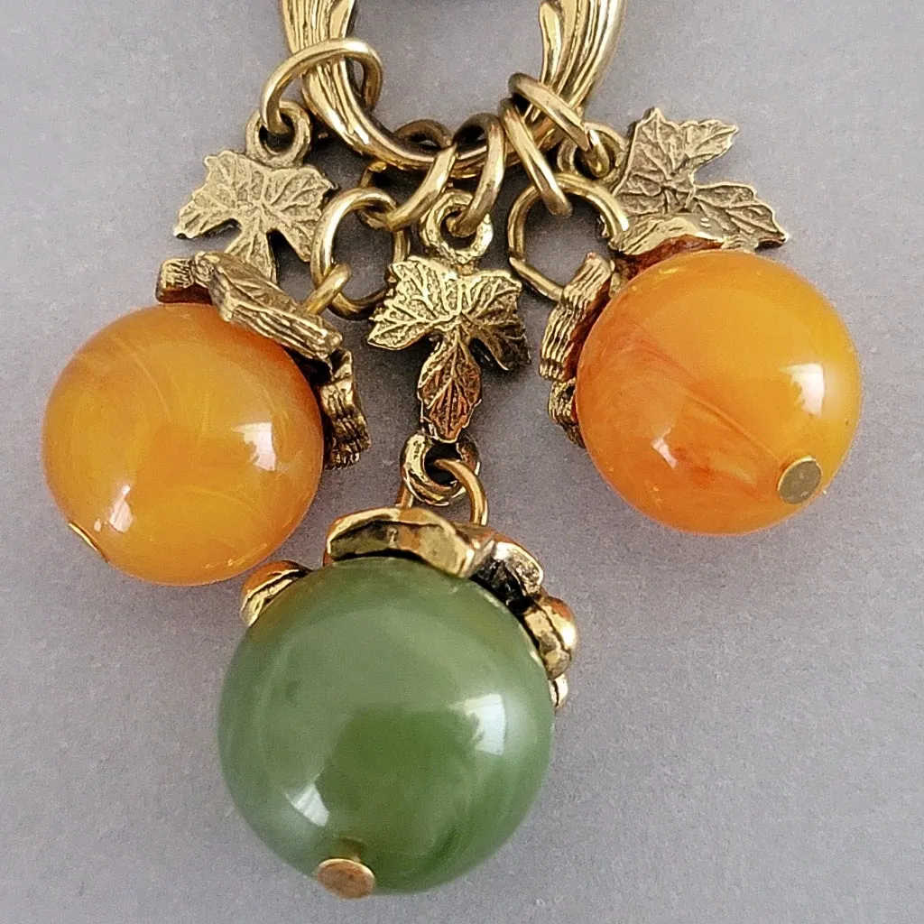 Vintage Fall Leaves Dangle Brooch by 1928