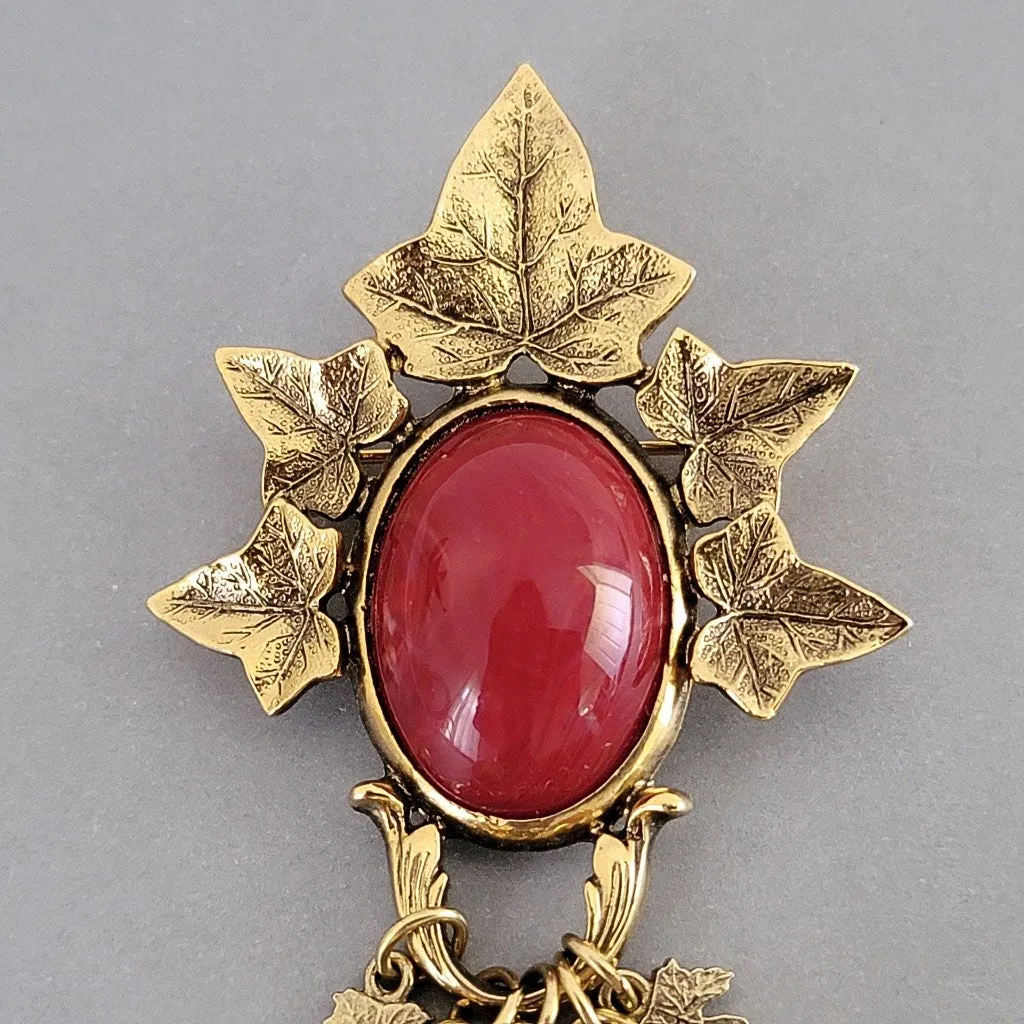 Vintage Fall Leaves Dangle Brooch by 1928