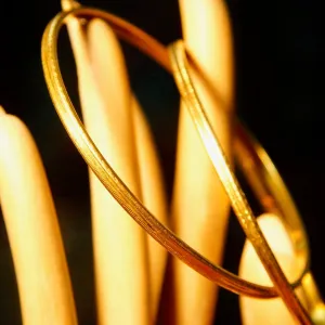 Vintage Indian 22KT Yellow Gold Bangles, 2.5mm Etched Gold Bangle Bracelet, Handmade In India 68, Individual Or Set, 2 1/4" Diameter