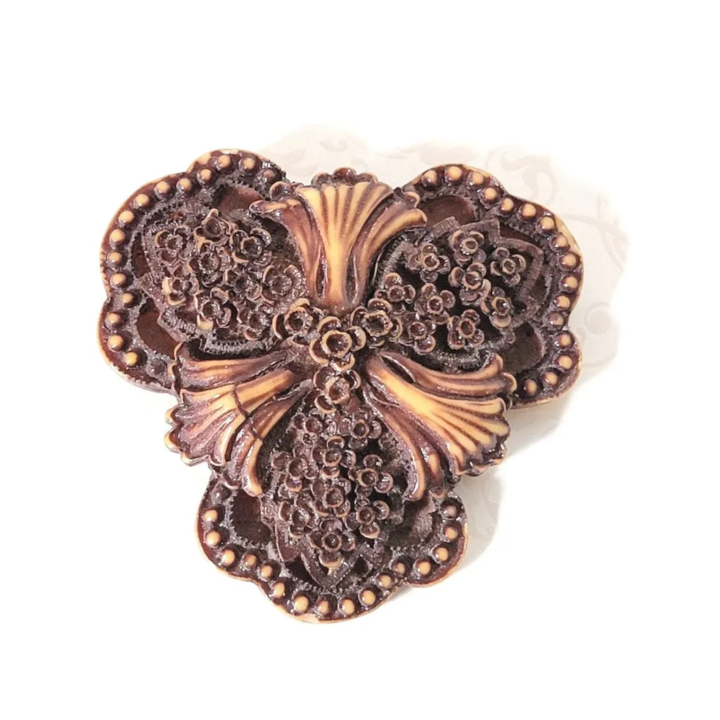 Vintage resin gothic flower brooch