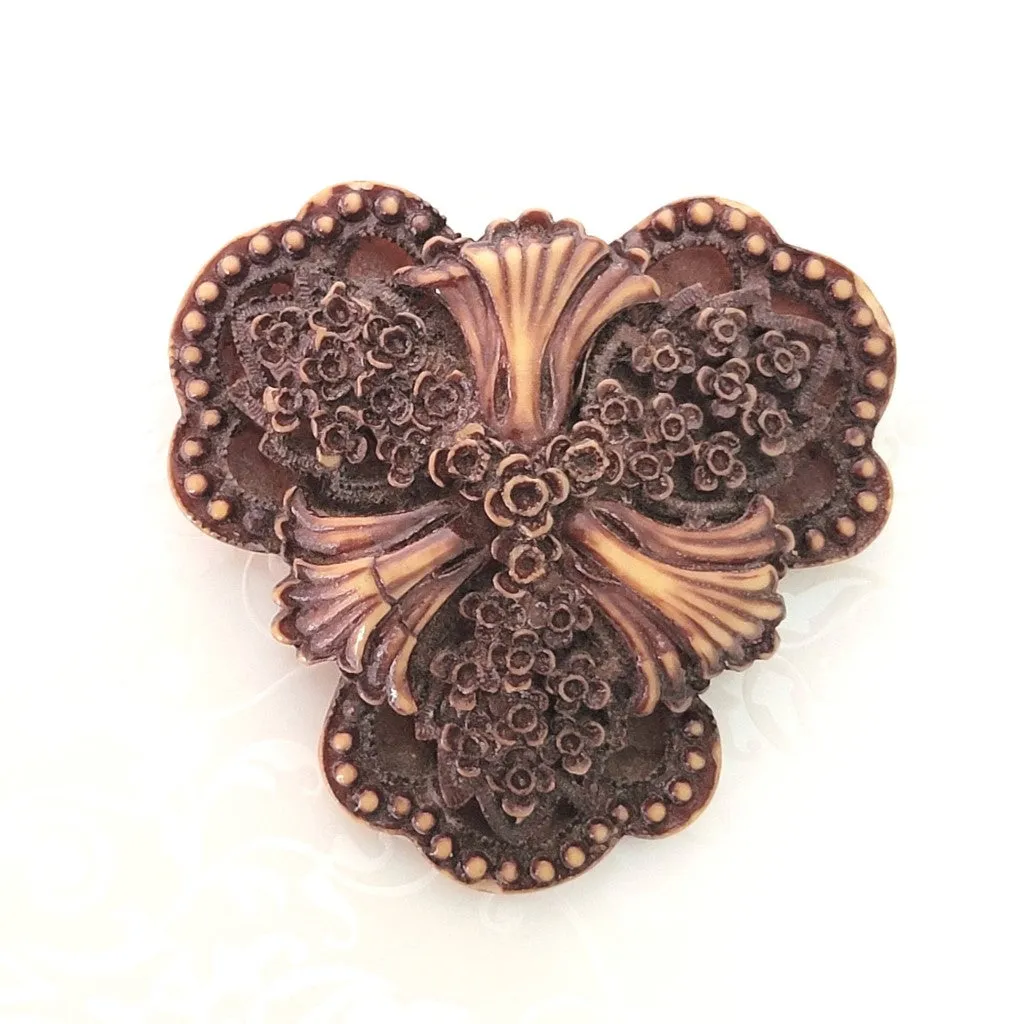 Vintage resin gothic flower brooch