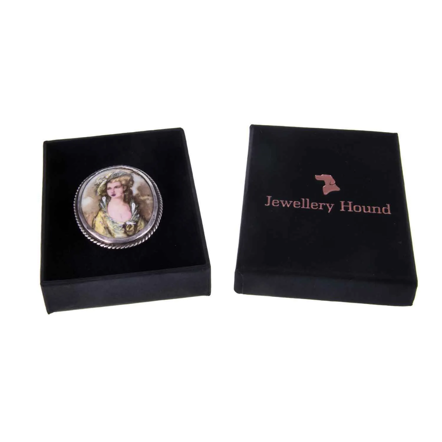Vintage Sterling Silver Victorian Style Miniature Portrait Brooch
