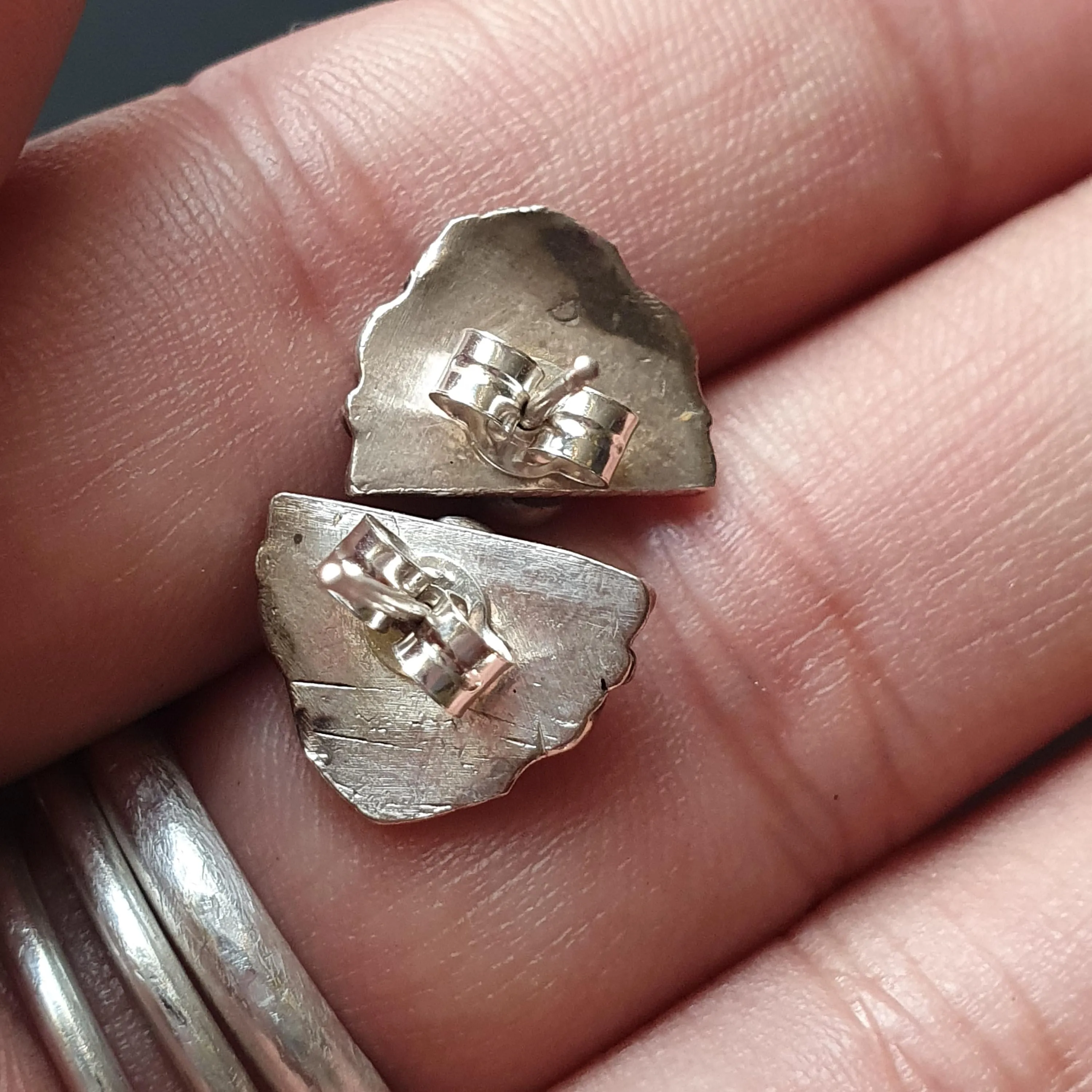 Vintage upcycled jewelry, earrings, studs,925 sterling silver, gifts, antique, accent studs,unique earrings, recycled, handmade ornate