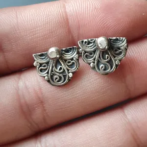 Vintage upcycled jewelry, earrings, studs,925 sterling silver, gifts, antique, accent studs,unique earrings, recycled, handmade ornate