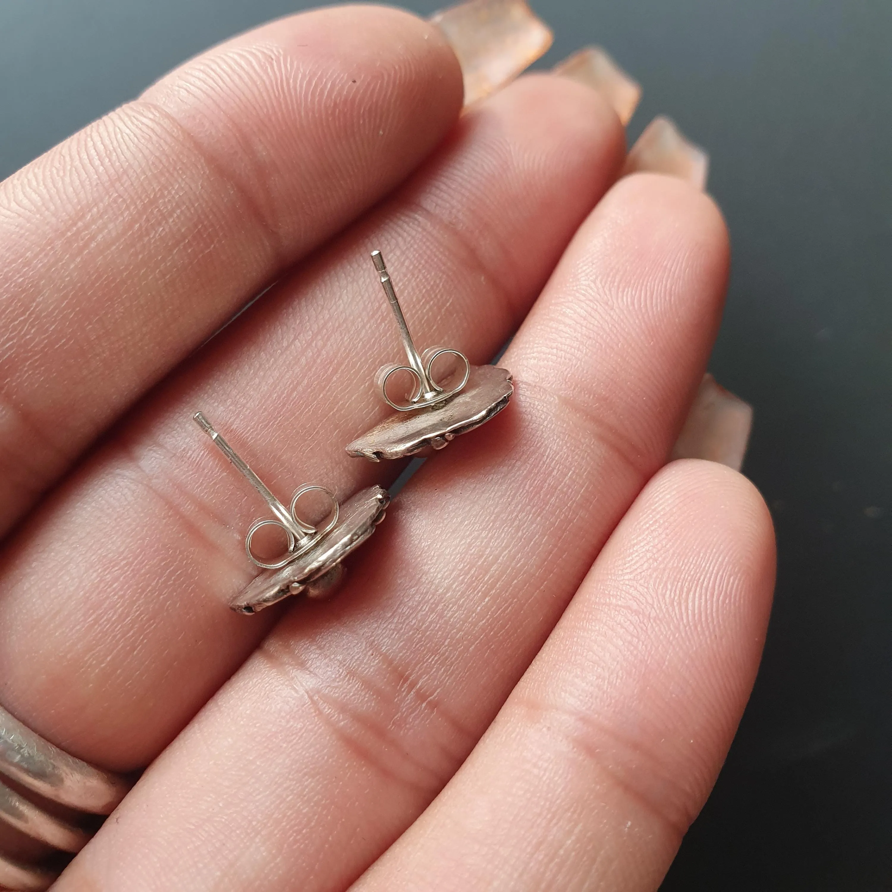 Vintage upcycled jewelry, earrings, studs,925 sterling silver, gifts, antique, accent studs,unique earrings, recycled, handmade ornate
