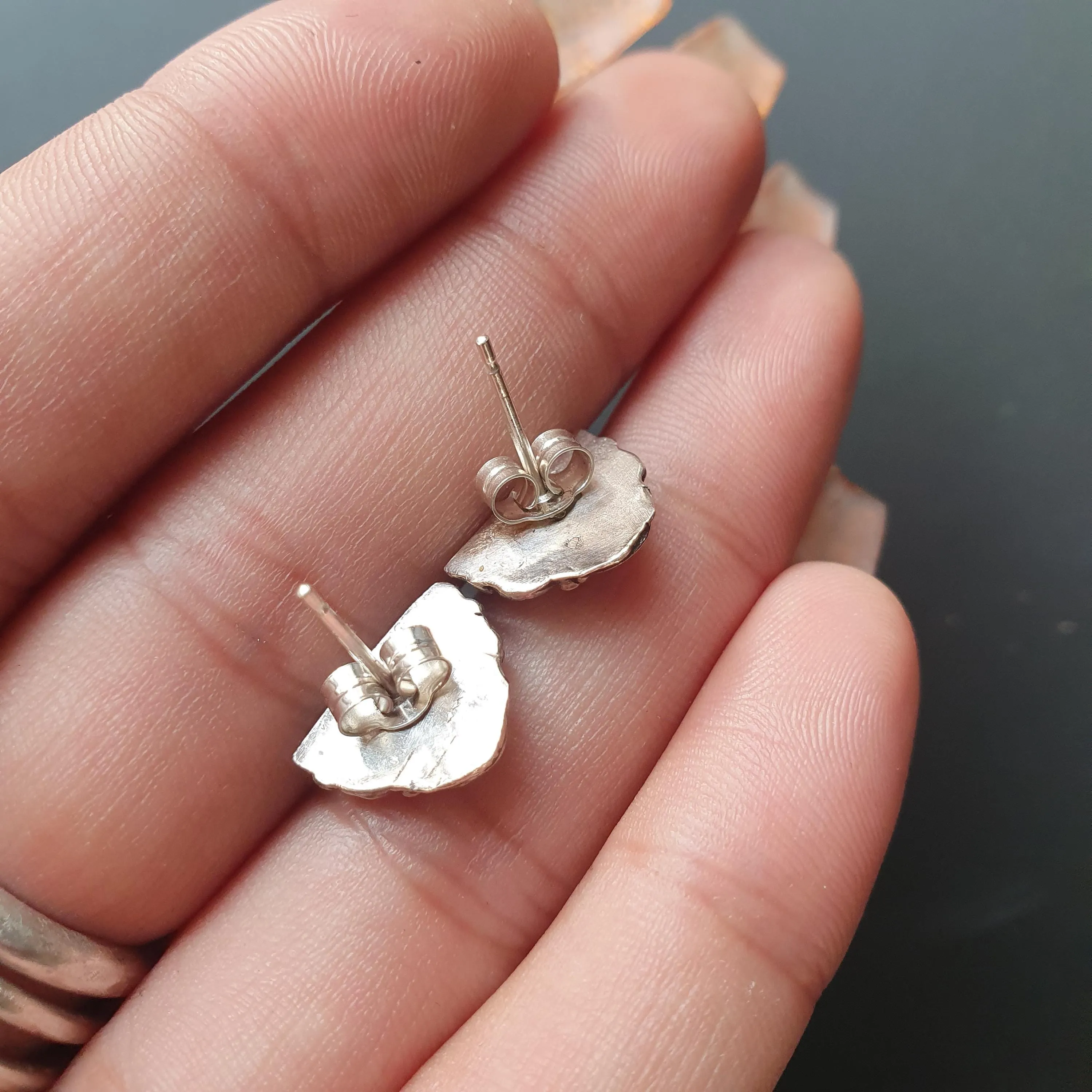 Vintage upcycled jewelry, earrings, studs,925 sterling silver, gifts, antique, accent studs,unique earrings, recycled, handmade ornate