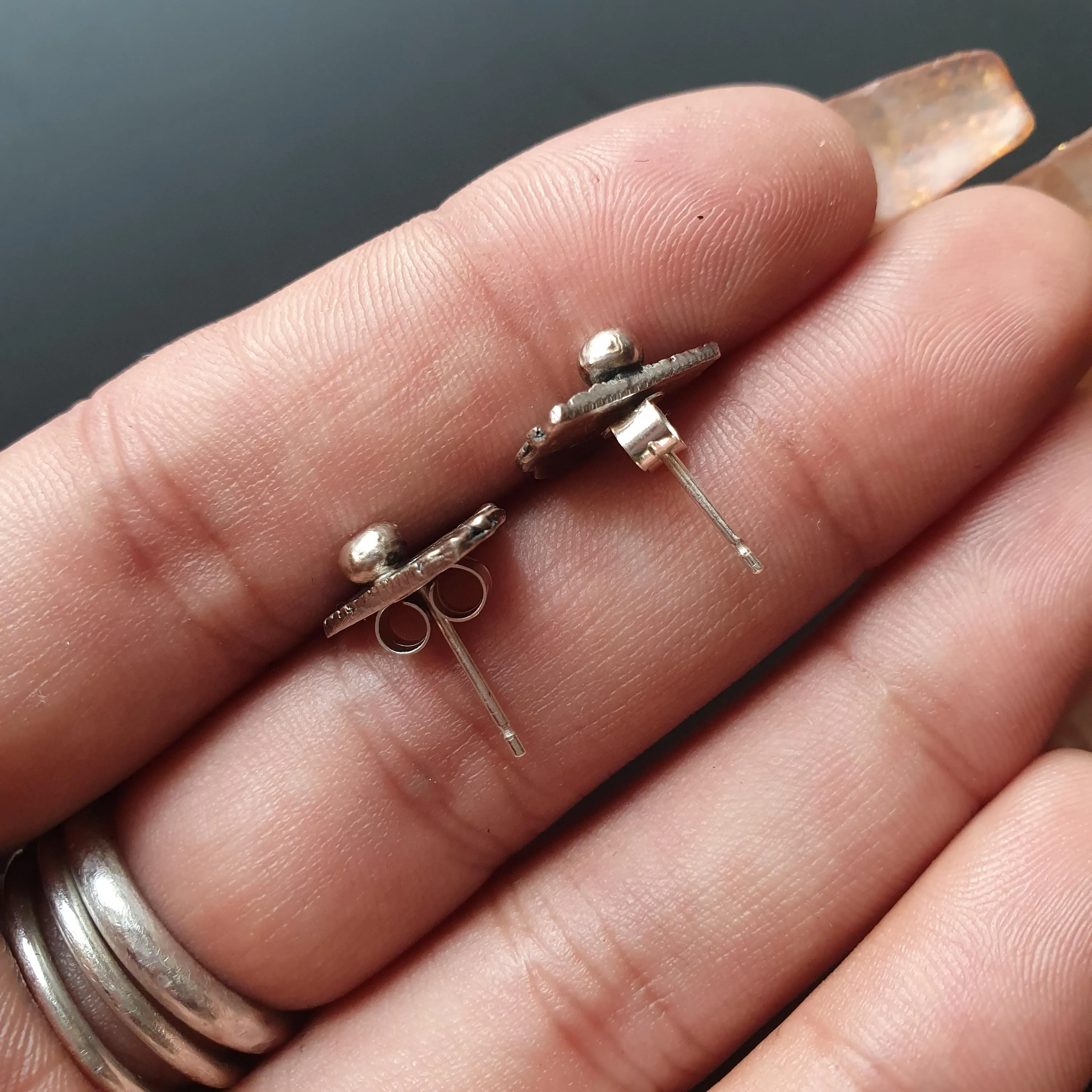 Vintage upcycled jewelry, earrings, studs,925 sterling silver, gifts, antique, accent studs,unique earrings, recycled, handmade ornate